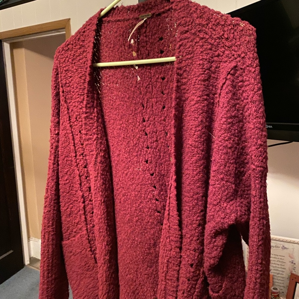 Free people sweater size small, burgundy cardigan